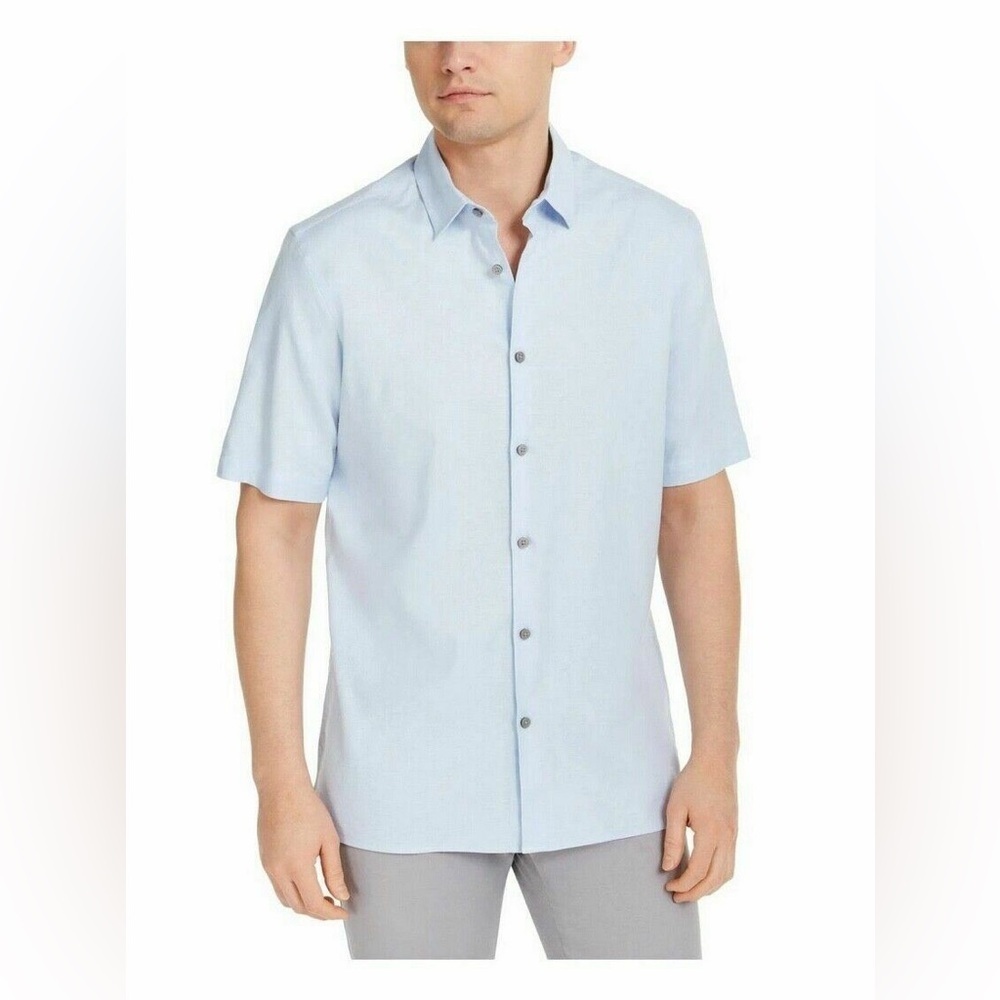 New Alfani Men's XL Blue Classic
Fit Linen Blend Button Down Shirt